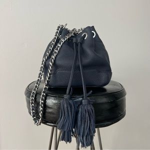 Rebecca Minkoff navy leather bucket bag